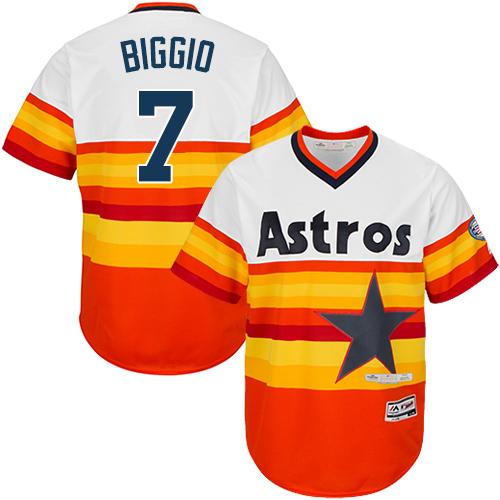 Astros #7 Craig Biggio White/Orange Cooperstown Stitched Youth MLB Jersey